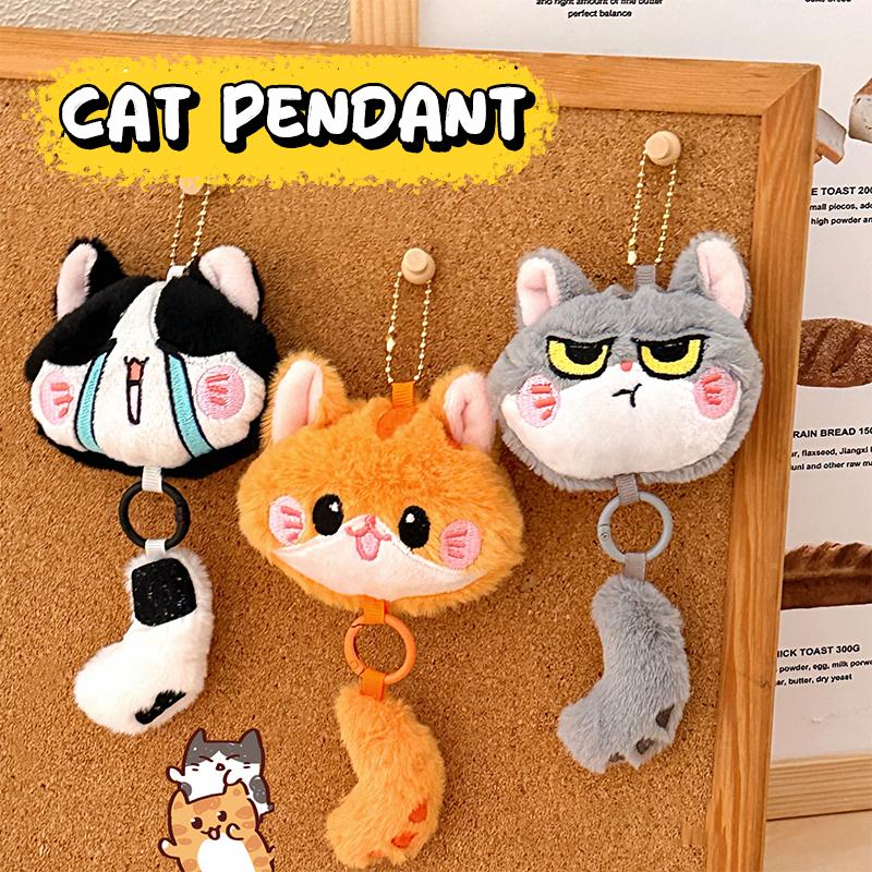 Cute Long-Tailed Kitten Plush Doll Pendant Cartoon Stuffed Doll Keychain Bag Charm Backpack Hanging Decoration Key Holder