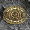 Western Belt Buckle for Men Cowboy Head Oval Buckle with Wood Grain Beads Vintage 10 x Gift [Rockyu] Hat/Boots/Horse Decoration, Alloy, Style, 7.4 cm,