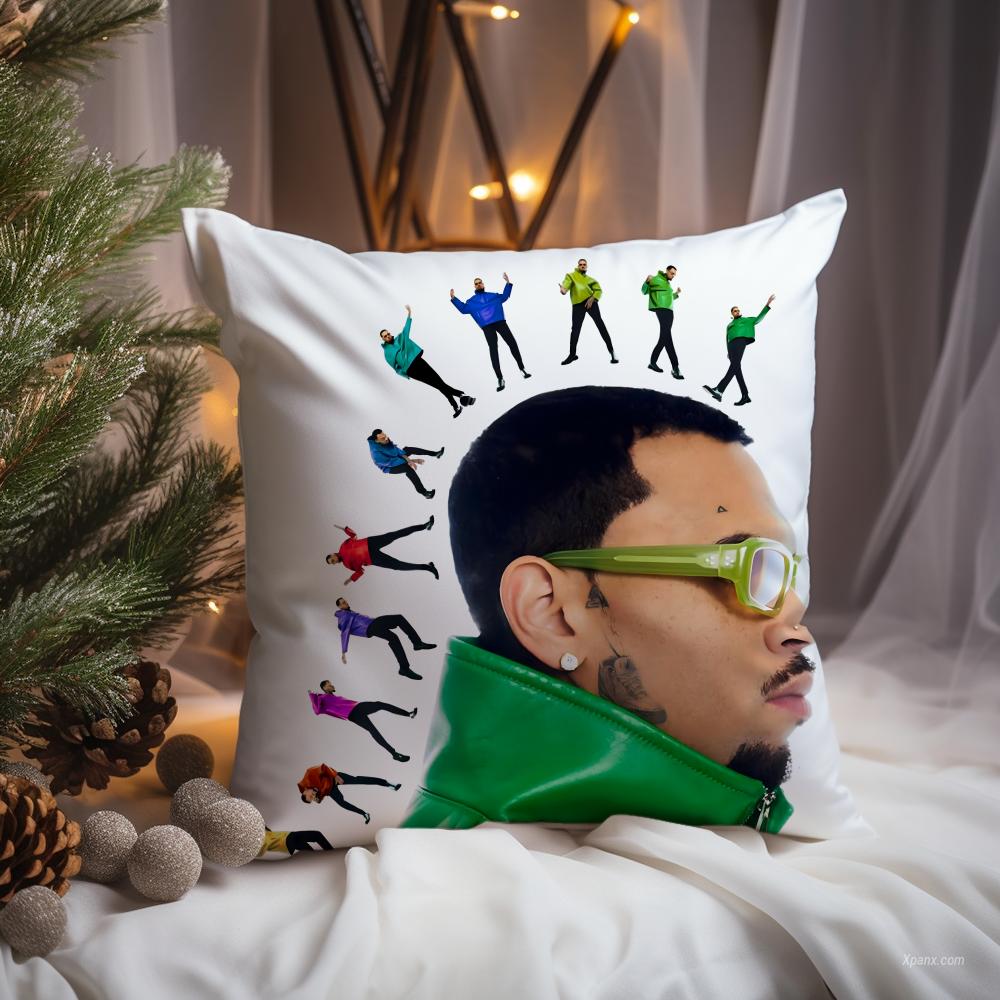 Hot C-Chris Brown Cushion Cover Premium Comfort Reversible Pillow Cove -Two in One Design for Any Room & Car Interior