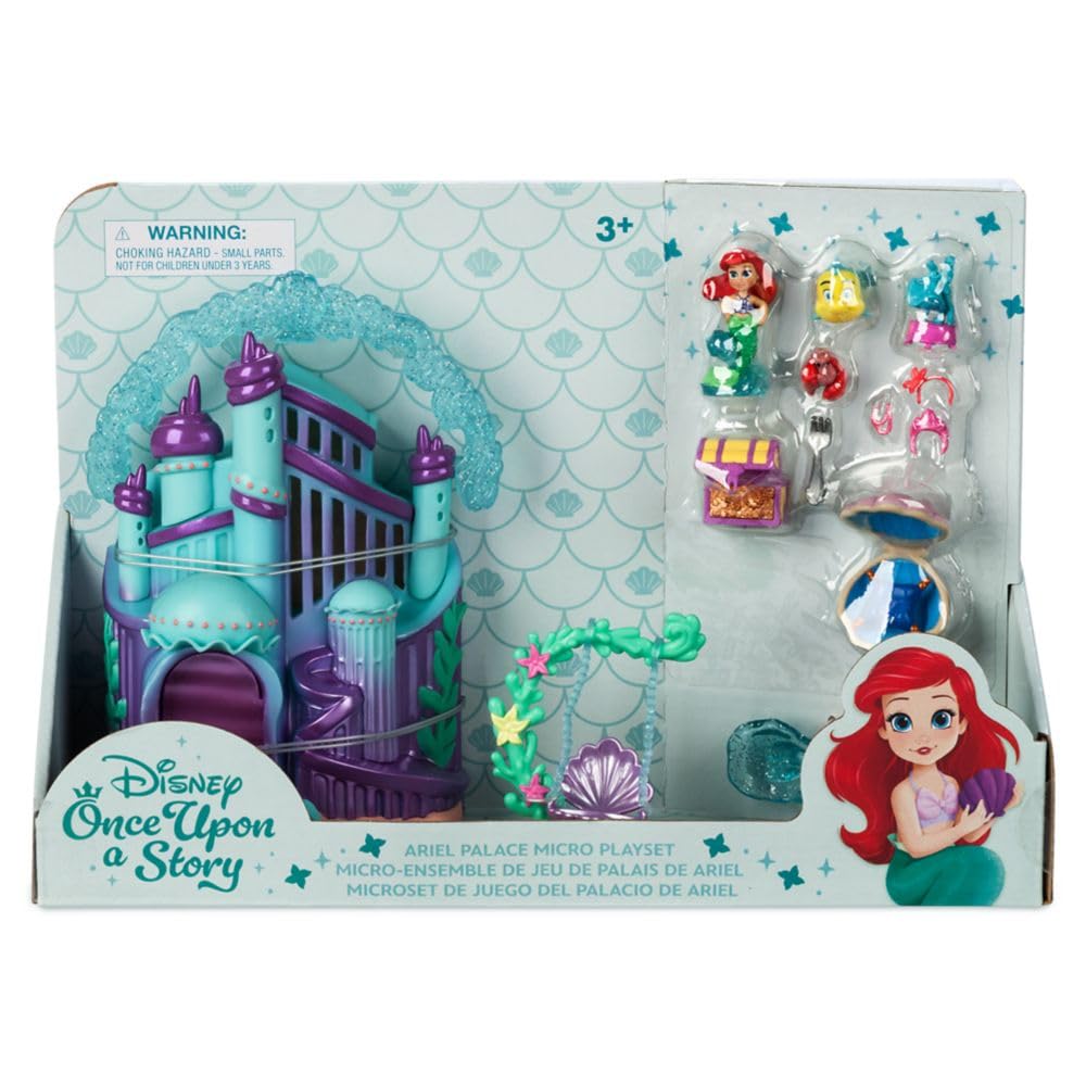 Official Disney Store Ariel Palace Micro micro toy set includes and Sebastian Travel toy portable playset with travel toy with surprise Playset,