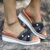 Fashion Fashion Wedge Heels Denim Slippers Women Summer Buckle Thick Bottom Sandals Woman Plus Size 36-43 Light Platform Sandles Female