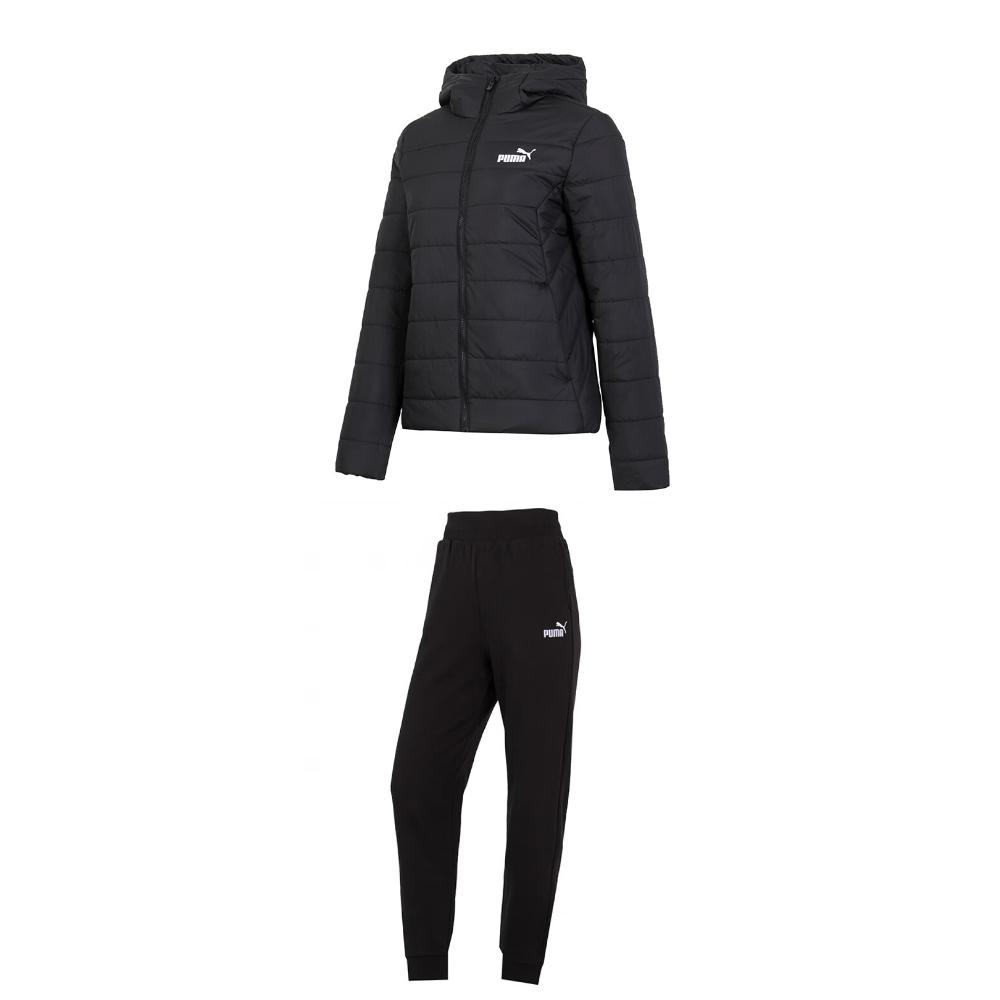 

Puma Теплая хлопковая куртка на молнии с капюшоном и флисовые брюки с манжетами на шнурке, повседневный комплект, женские комплекты 672279-01+633058-01 S