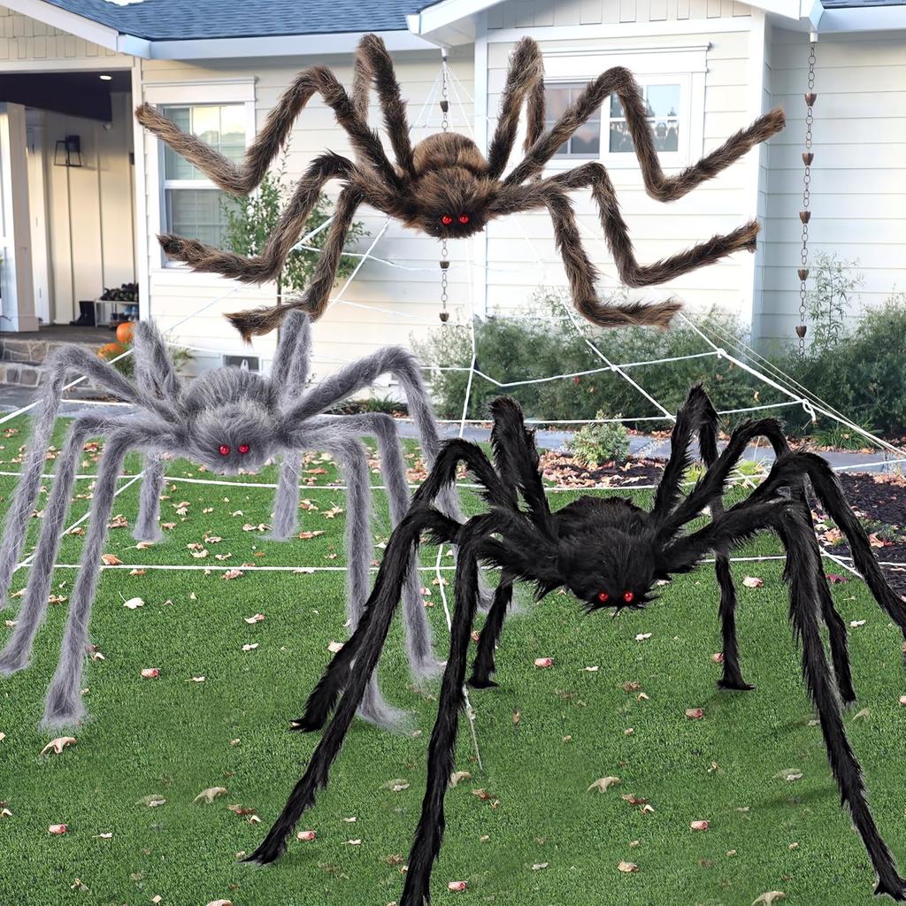 Pcs Halloween Spiders Fake Hairy Giant Decor Yard Lawn Porch Indoor Haunted House Scary Prop JOYFY 3 for Kid Friendly Entertaining Fun Play Safe