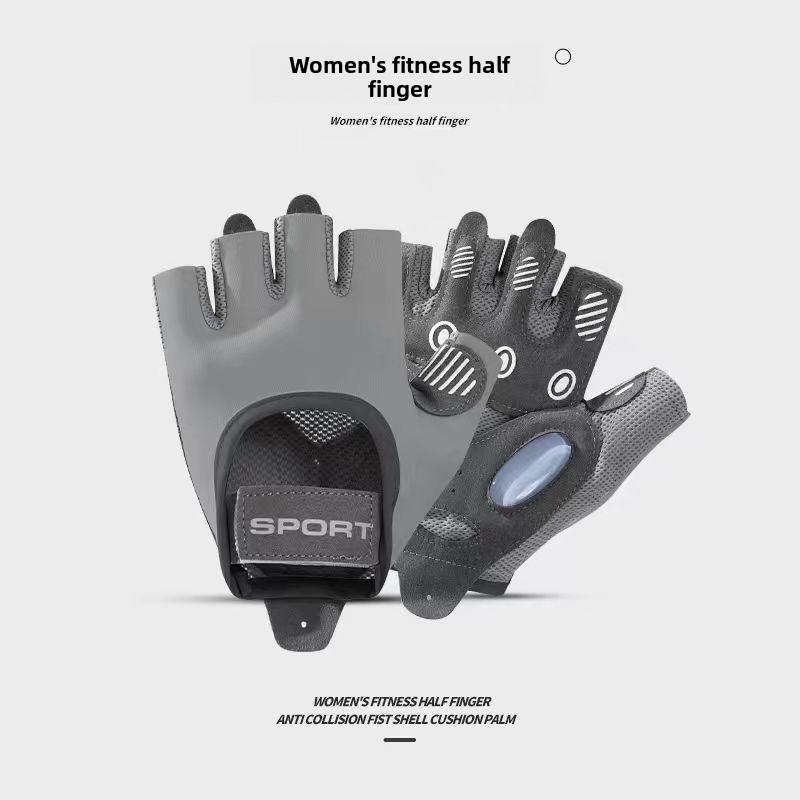 Breathable Nylon Half Finger Workout Gloves With Shock Absorption For Fitness And Cycling