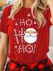 Fashion Summer New Women's Round Neck Cartoon Santa Claus Pattern Letter Printed Short Sleeve Casual Comfortable Fashion T-shirt