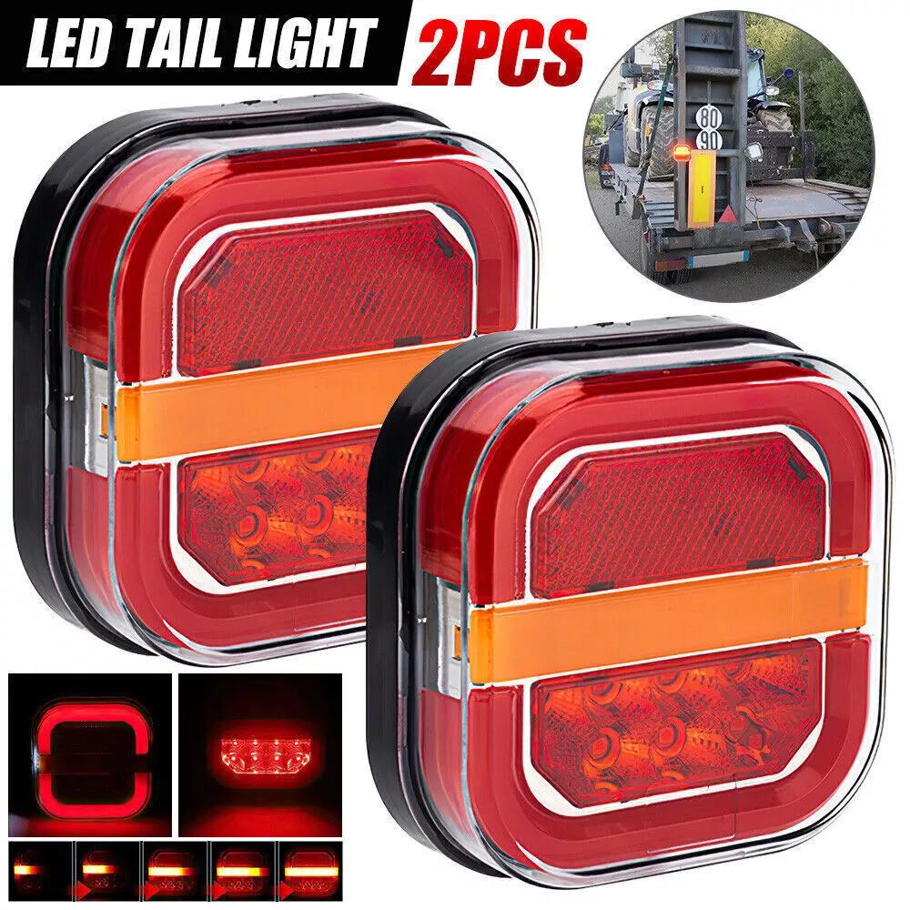 2PCS LED Tail Light Left Right Rear Brake Lamp LED Rear Tail Lights Stop Brake Dynamic Indicator Lamp 12V 24V Taillight 2 PCS