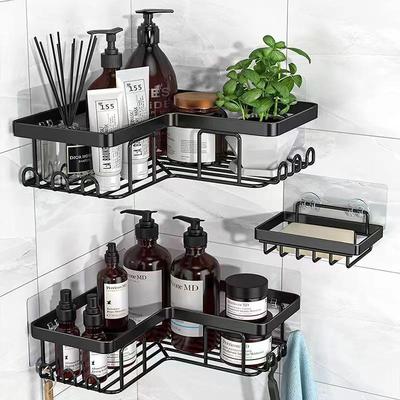Punch-Free Wall-Mounted Bathroom Corner Shelf Storage Rack