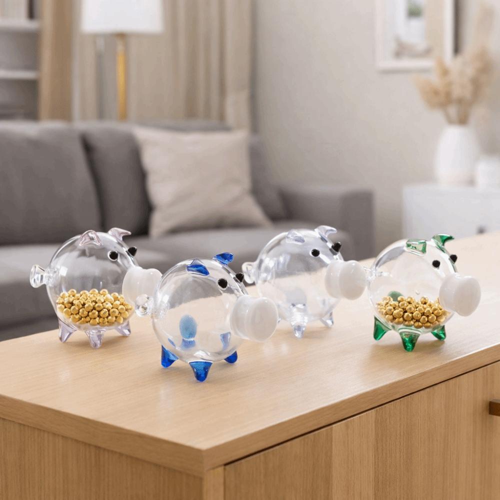 Visible Pig Shape Piggy Bank Cartoon Golden Beans Container Delicate Piggy Money Bank Home Decor