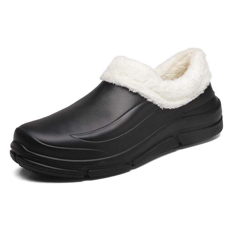Fleece bag and cotton slippers men's winter indoor home thick-soled warm waterproof cotton shoes fluffy drag men's cotton shoes thick
