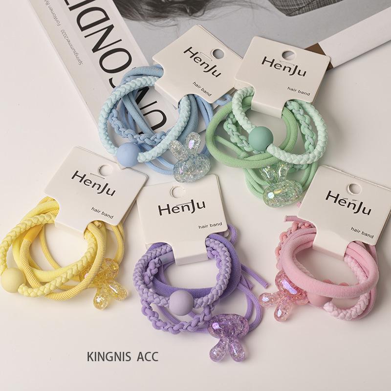 2025 Spring/Summer Crystal Candy Color Floral Spiral Hair Ties - Elegant, Sweet Telephone Cord Hair Accessories for Women