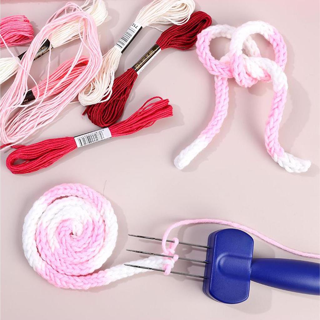 Cord Knitting Tool Latch Hook Cord Knitting Tool 3-Needle 4-Needle Ergonomic Grip Equipment for Weaving Binding-Off Edging