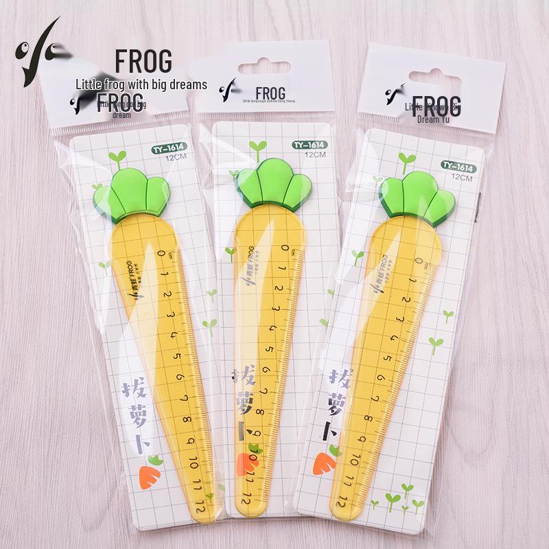 

Little Frog Carrot Shape Transparent Ruler - Yellow Cartoon Stationery for Learning