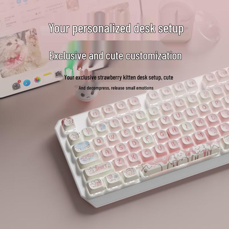 Front Runner White Cat Themed Mechanical Keyboard