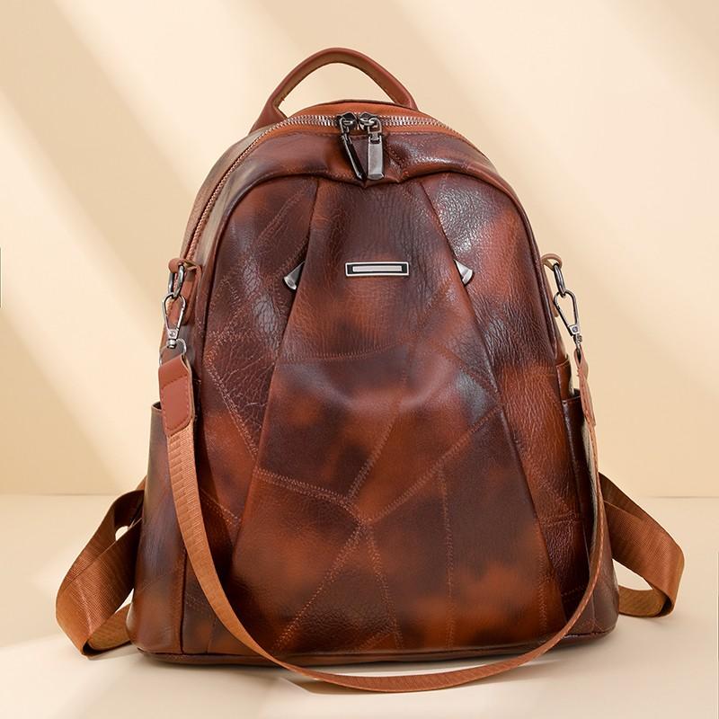 Mochila de Cuero Suave para Mujer Retro Multifuncional para Viaje