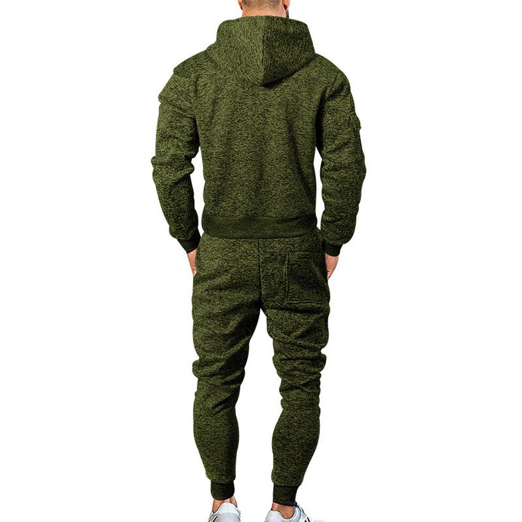 Men'S Hoodie Multi Pocket Hooded Long Sleeved Casual Sports Two-Piece Set