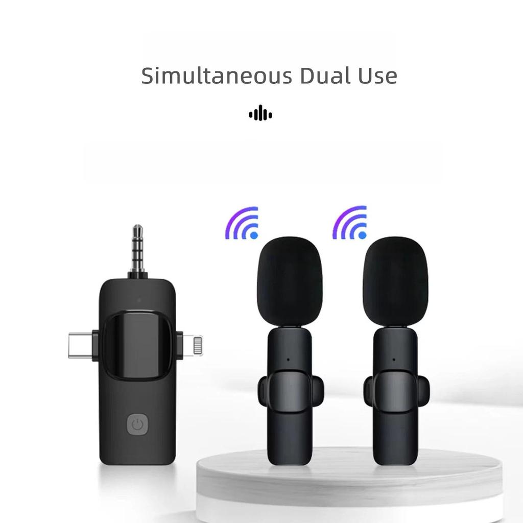 Masentek Wireless Lavalier Microphone, Recording And Amplification Device, One-To Suitable for Smartphones, Computers, And Cameras, 2 Mics