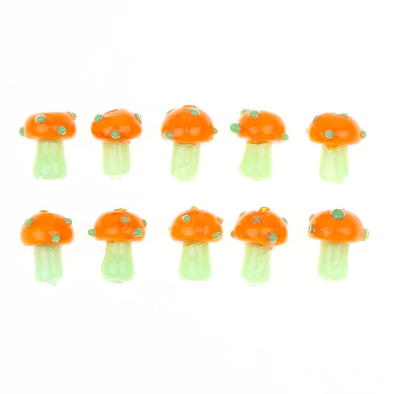 10Pcs Mushroom Ceramic Beads Cute Mini Colorful Loose Spacer Beads For Diy Jewelry Making Bracelet Necklace Accessories