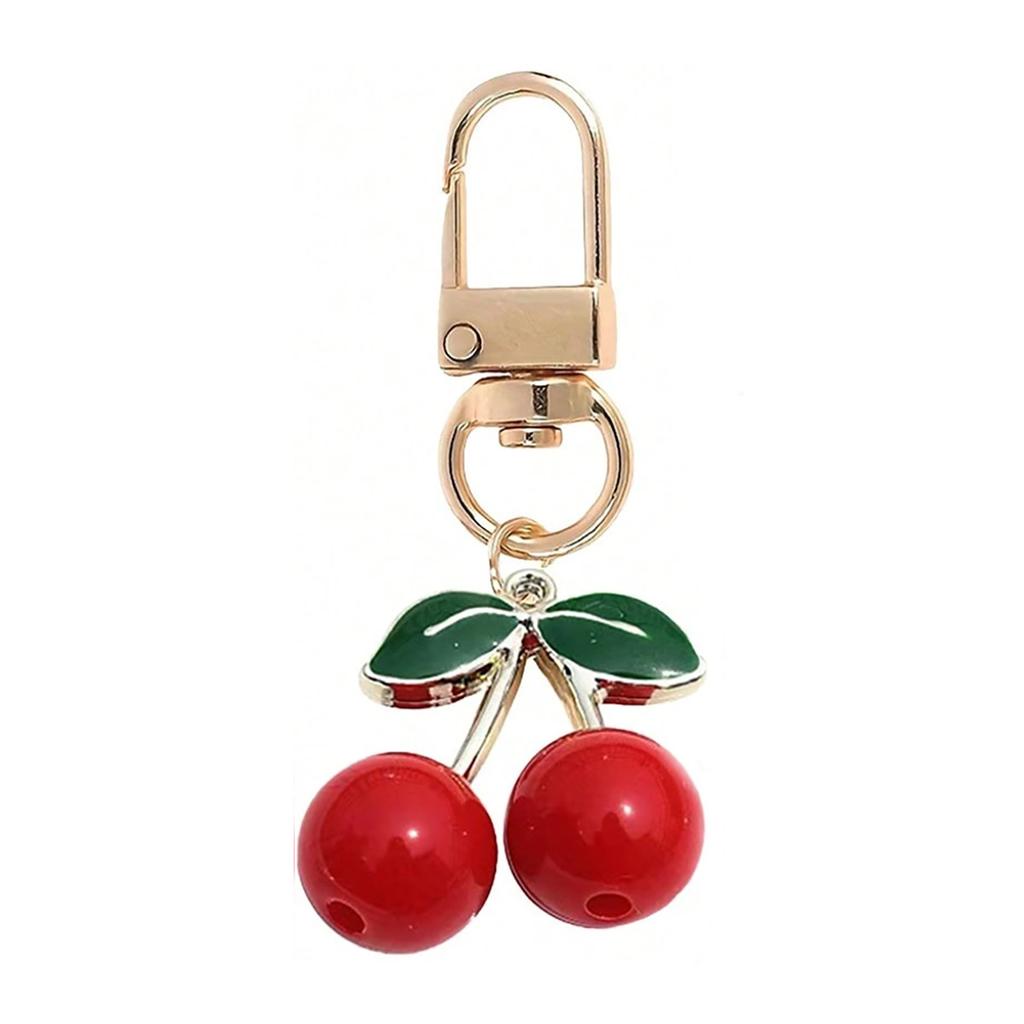 Fresh Red Cherry Keychain Lovely Student Bag Pendant Girlish Heart Charm Couple Family Keychain Pendant