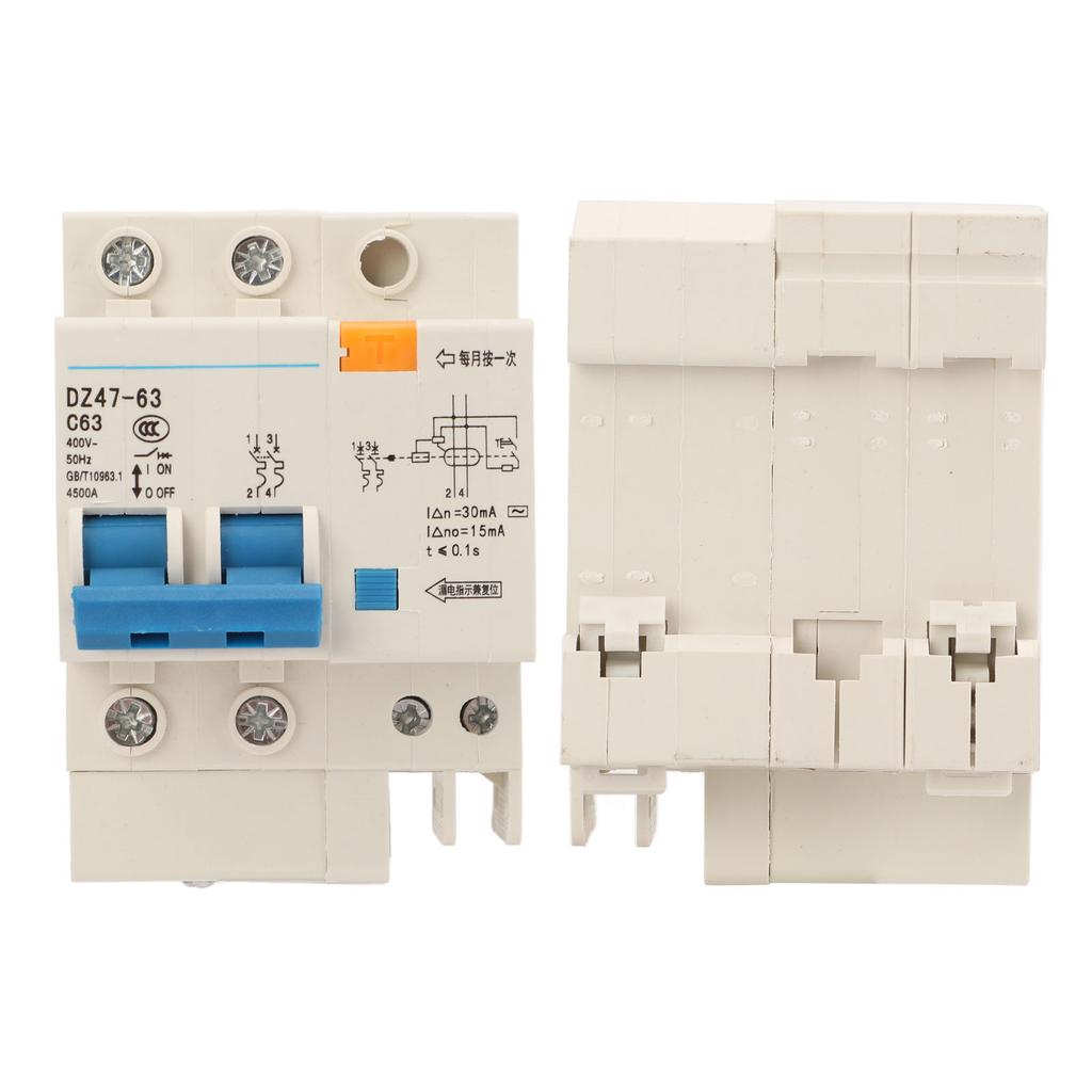 63A Circuit Breaker 2P Leakage Protection Air Switch DIN Rail Mounting Miniature Circuit Breaker 400