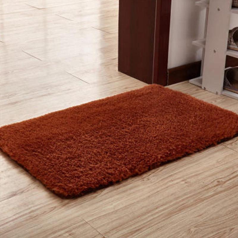 Tapis uni style européen en laine d'agneau pour salon, salle de bain et chambre à coucher