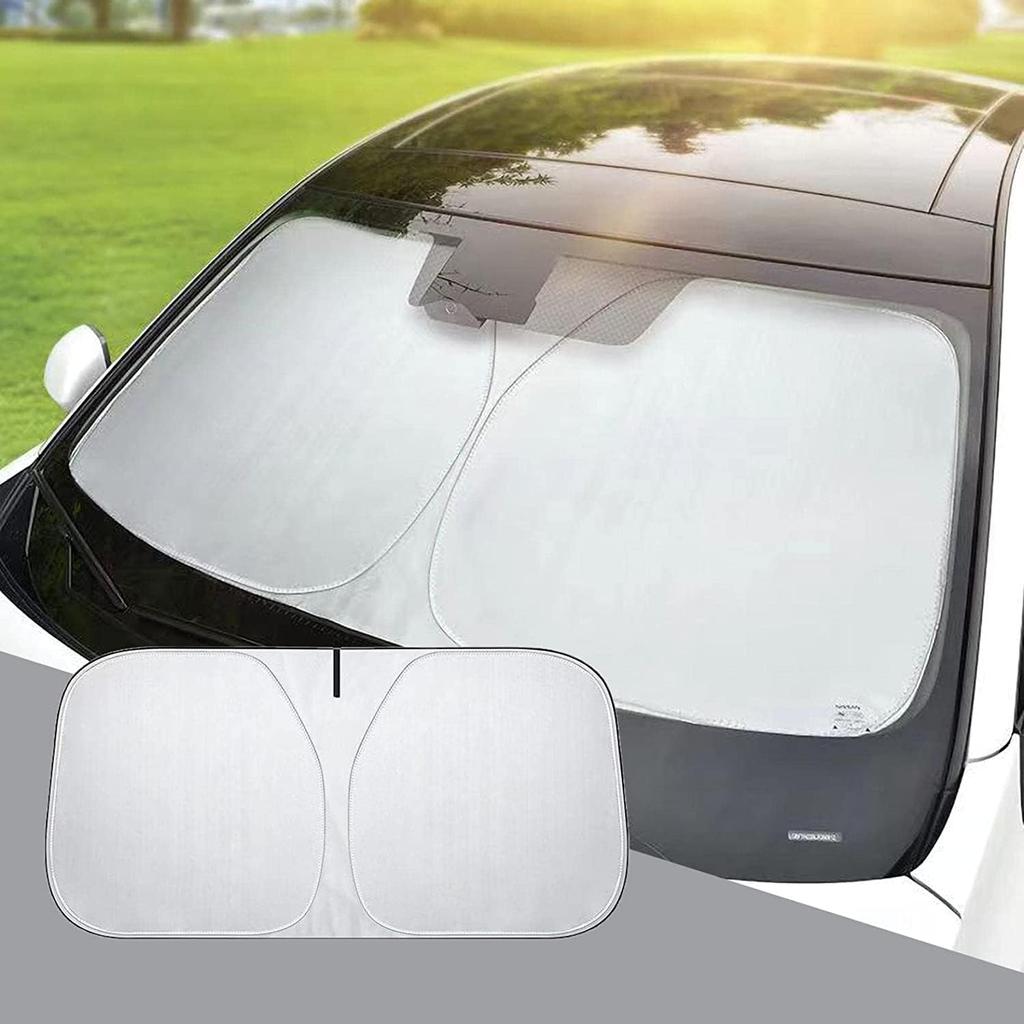Portable Car Sunshade Summer Windshield Sunshade, Heat Insulation, Sun Protection, Foldable Double Ring Design, Universal for Cars and Suvs
