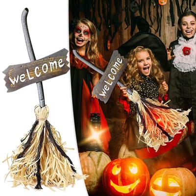 Dancing Witch Broom Animated Light Up Moving Broomstick with Spooky Sounds Outdoor Porch Halloween Party Decorations