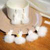 Fashionable Animal Earring White Plush Rabbit Pendant Earrings Women Girls Gift