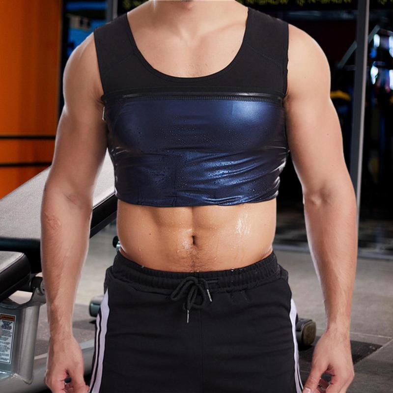 Herren Saunaweste Atmungsaktiv Schweiß Körperformer Schlankmachender Taillentrainer Weste Schnelltrocknendes Sport Tanktop Shirt Trainingsweste Ohne Reißverschluss