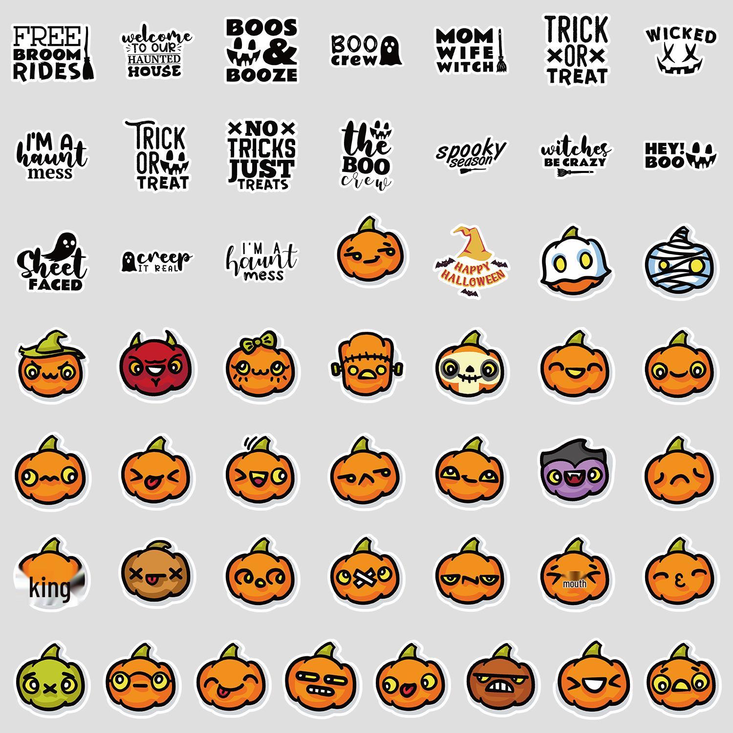 50-Piece Nordic Halloween Graffiti Waterproof Stickers for Phone & Computer
