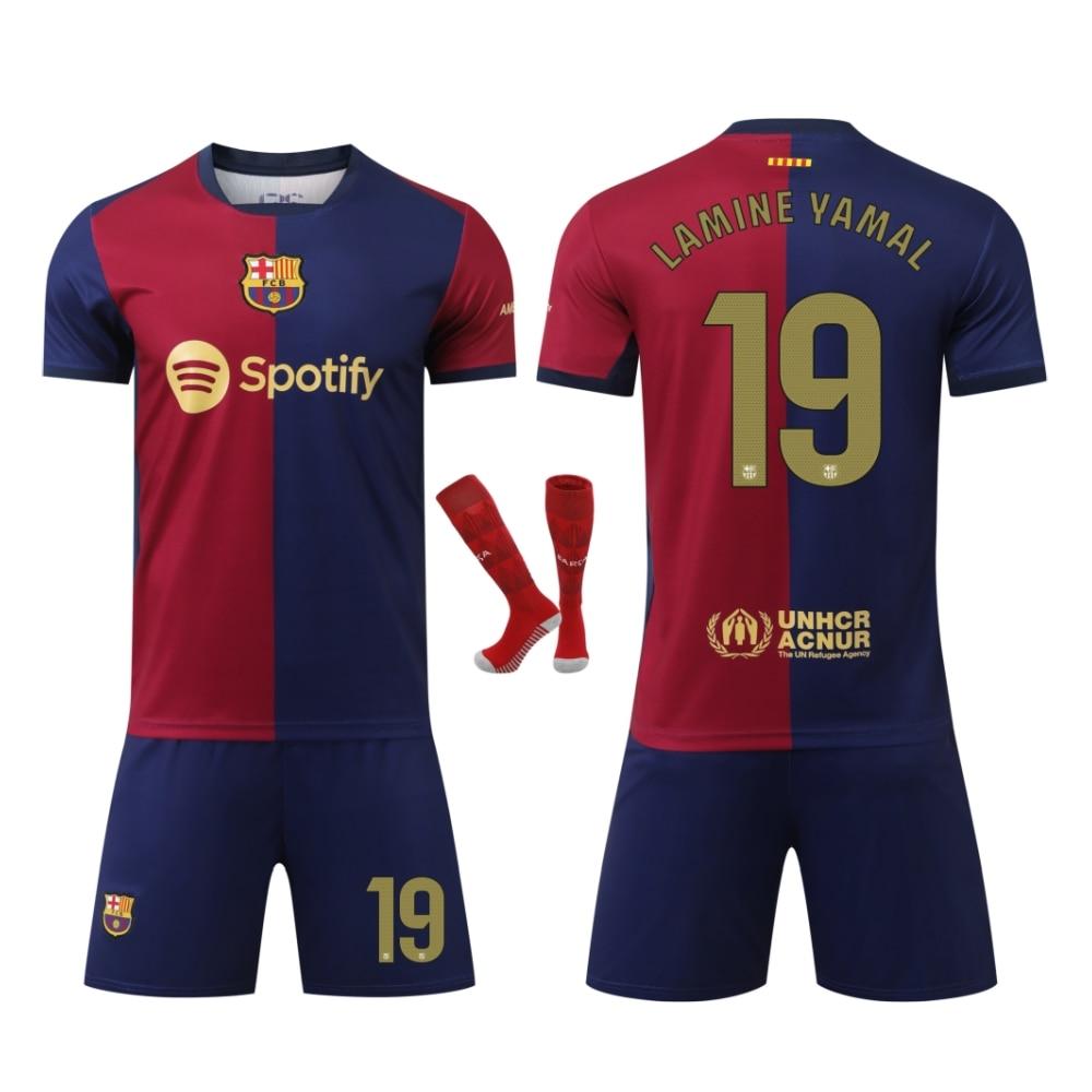 Barcelona Yamal Kids Sportswear YSHT Polyester Black Blue Training Set