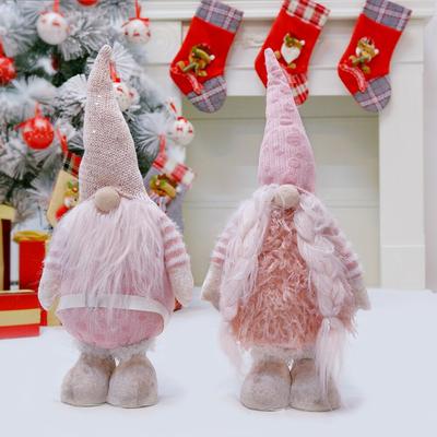 Pink Christmas Gnome Faceless Santa Dolls Forest Old Man Tomte Figures Home Room Decoration Ornaments Decor New Year Gift Kids