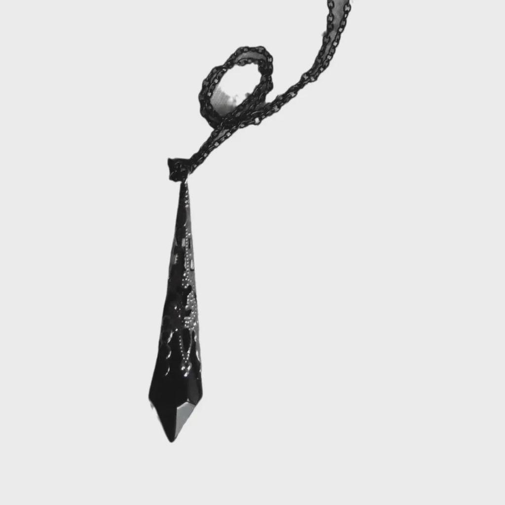 Gothic Crimson & Black Glass Crystal Pendant Necklace