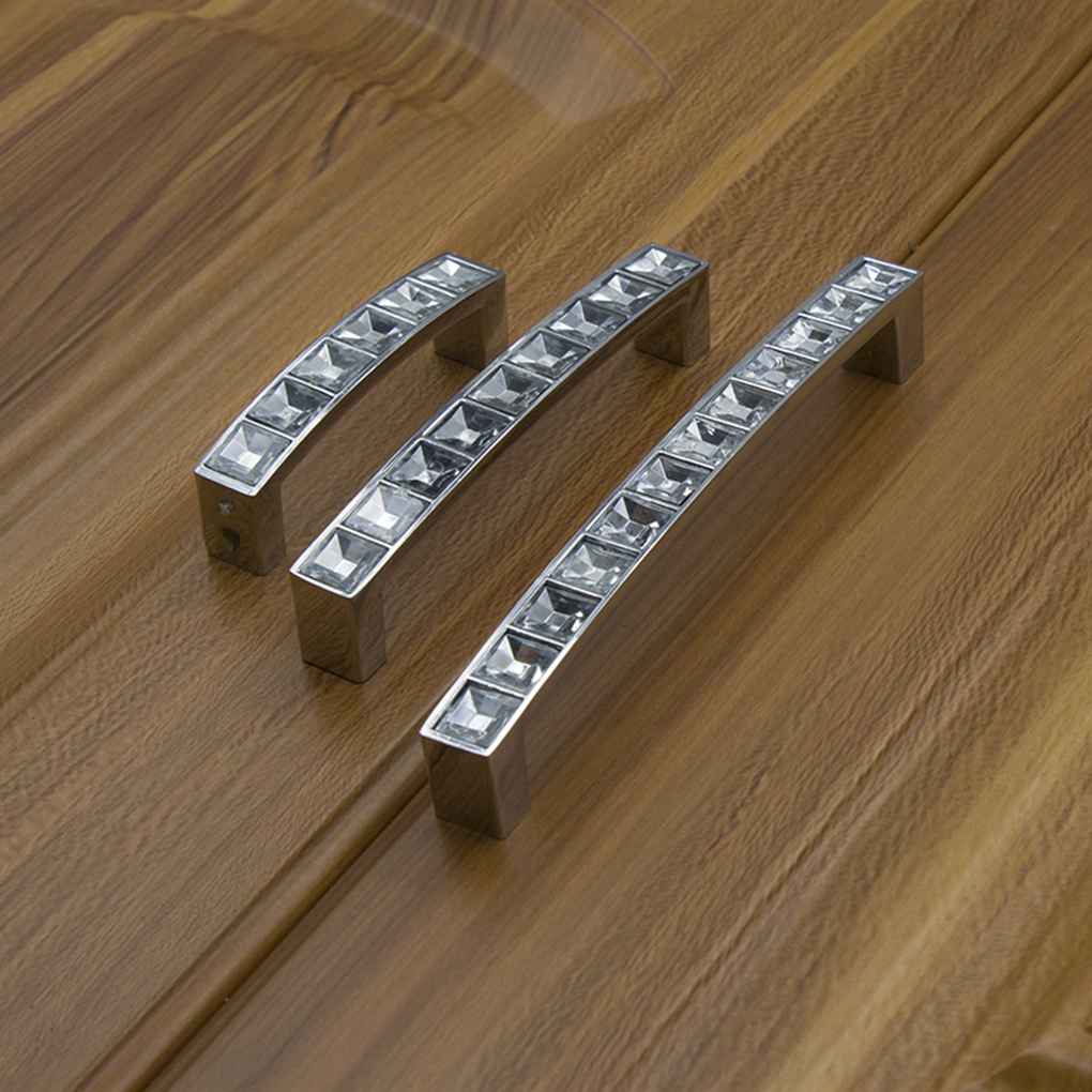 Modern Crystal Diamond Door Knob Kitchen Cabinet Cupboard Drawer Pull Handle