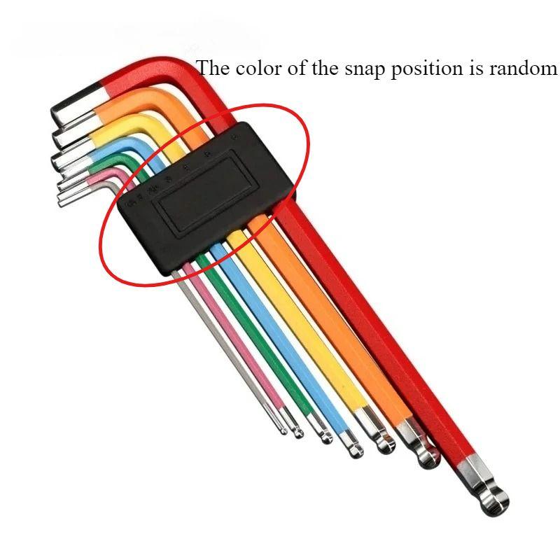 7Pcs Bike Hex Tool MTB Road Bike Repair Tool Kit Bicycle Colorful Hexagon Spanner Flat Ball Opening Wrench 1.5/2/2.5/3/4/5/6mm