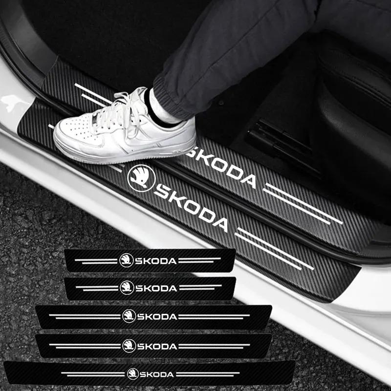 Car Door Sill and Trunk Decoration Protection Sticker Suitable for Skoda Octavia, Superb, Rapid, Fabia, Kodiaq, Karoq, Kamiq