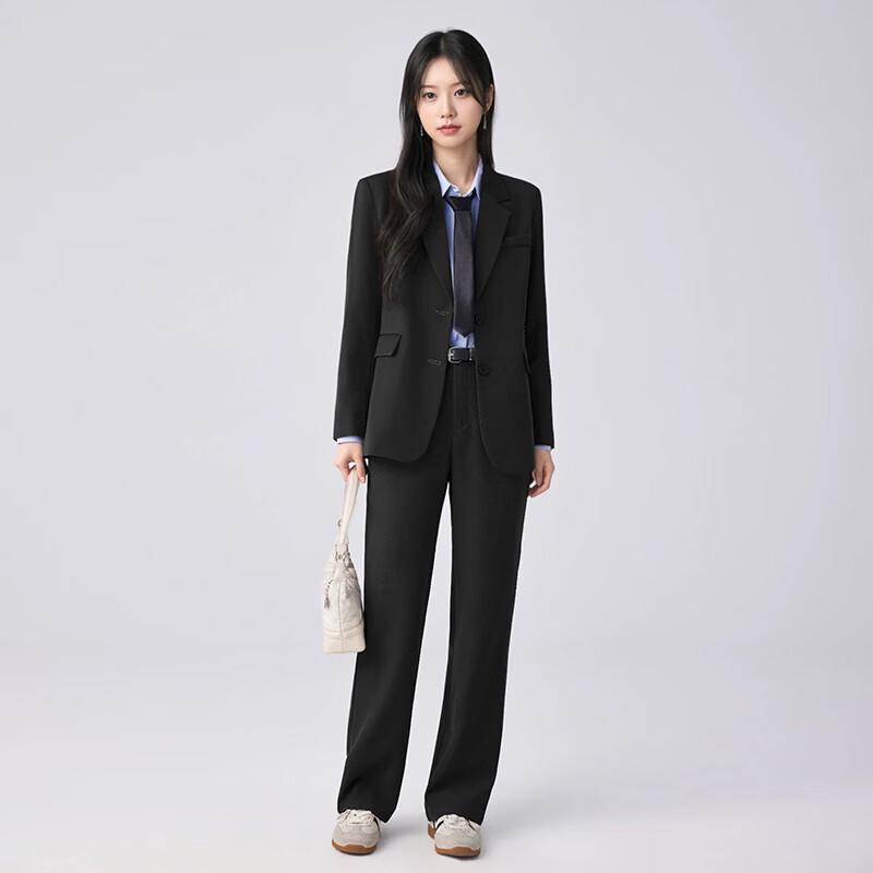 Women s Double-Breasted Loose Fit Professional Suit Set 3XL
