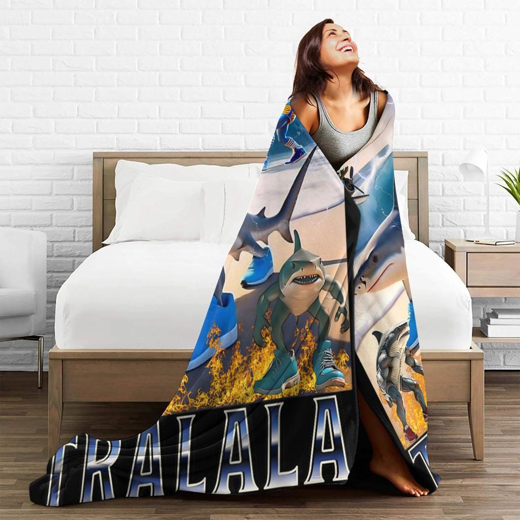Tralalero Tralala - Italian Brainrot Meme Blankets Travel Office Flannel Throw Blanket For Couch Chair Soft Warm