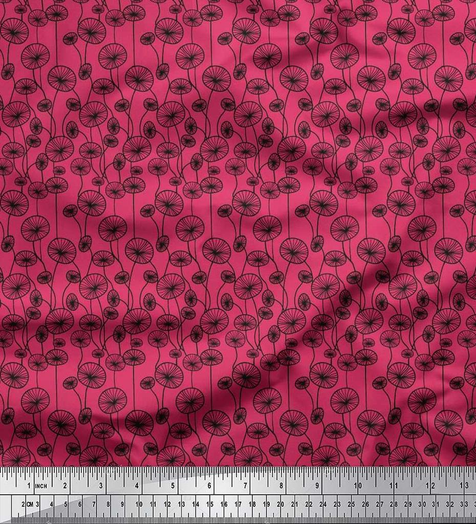 Soimoi Japan Crepe Satin Fabric Artistic Floral Decor Fabric Printed Metre 42 Inch