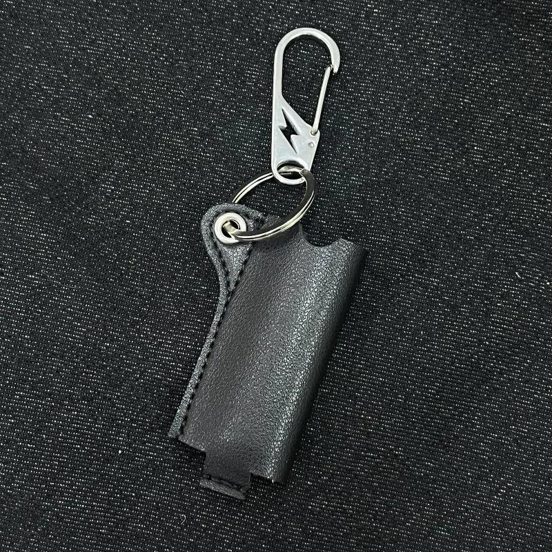 Simple Leather Case Protective Cover for Lighter Keychain Accessory Unisex Metal Lighter with Keychain Simple Design