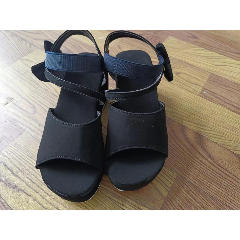 New plus-size women's peep-toe sandals, wedge heels, European and American style, high-heeled sandals with back zipper.