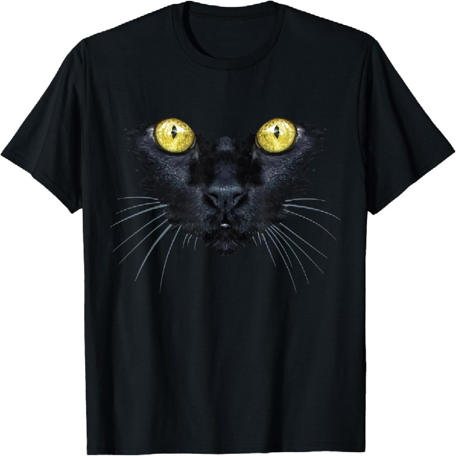 Black Cat Shirt Yellow Eyes Kitty Kitten Cat Face T-Shirt XXXXXL разноцветный