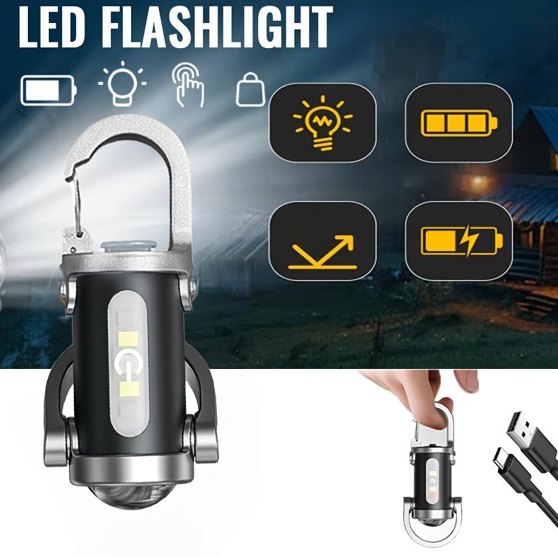 Flashlight Keychain USB Charging Hook 200 Lumen Ultra Bright Portable Emergency Flashlight Suitable for Camping, Hiking, Home,  Essential for Hiking