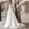Main Wedding Dress   New Bridal High Neck Medium Sleeve Lace Slim Trailing Luxury A-Version Wedding Dress Spring