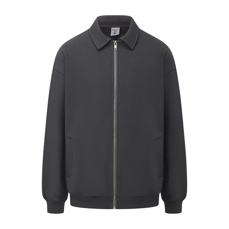 Completo con Felpa con Cappuccio e Pantaloni della Tuta Streetwear Americano 430G Fodera in Pile Collo a Polo Zip-Up Tuta Casual