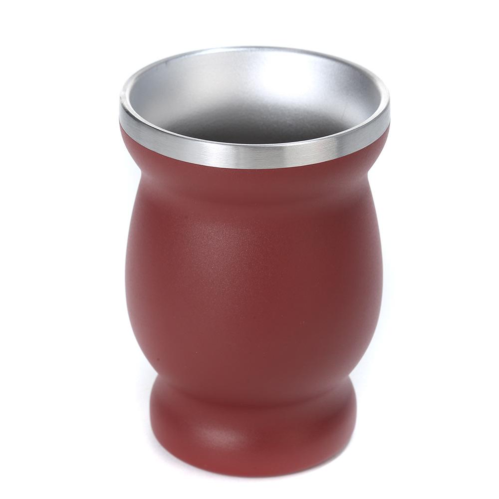Creative Hot-selling Stainless Steel OZ Mate Cup South America Argentina Gourd-shaped Teacup with Straw Brush Stirring Spoon