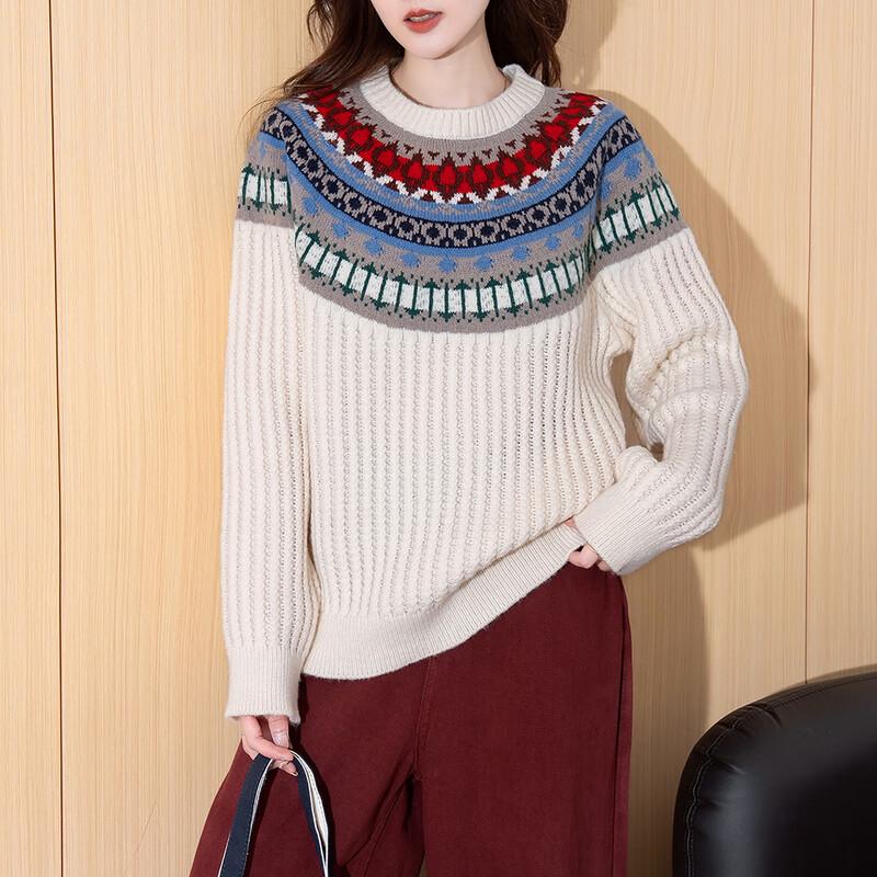 TonLion Women's Fair Isle Pullover Sweater