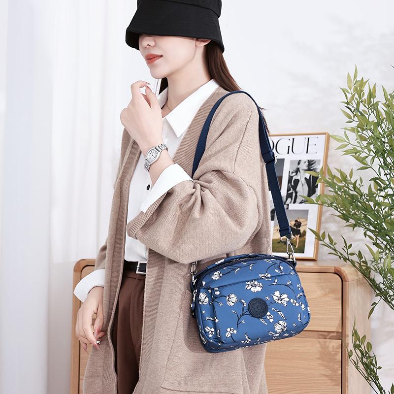 Women's Bag Middle-aged And Elderly Mother's Bag Lightweight Printed Nylon Bag Multi-pocket Shoulder Crossbody Bag