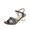 Slip-on Single Shoes  Summer New Style Crystal Bottom Thick Heel Square Toe One-word Belt Sandals for Women