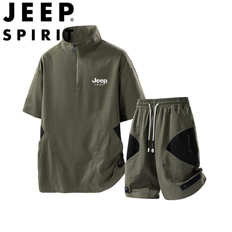 JEEP SPIRIT Men s Summer Plus Size Casual Outdoor T-Shirt & Shorts Set 8XL