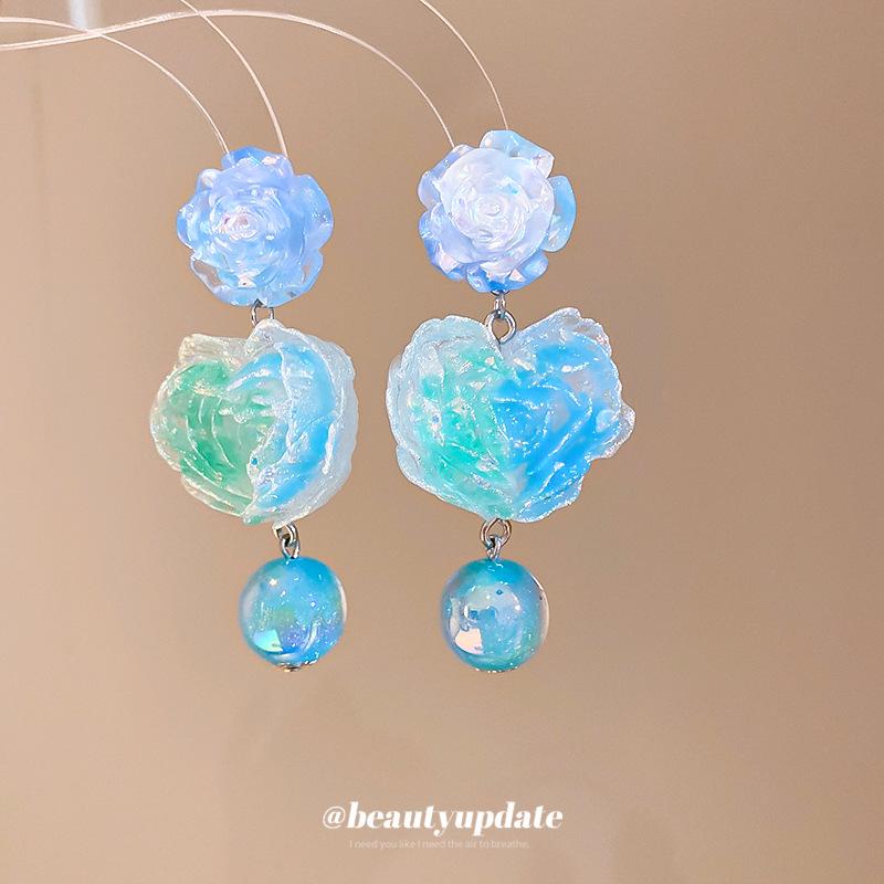 Silver Needle Resort Resin Marbled Gradient Earrings - High-End Dopamine Personality Niche Jewelry for Women